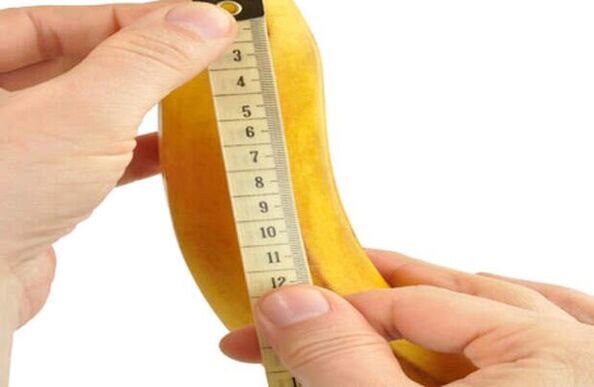 măsurarea penisului înainte de mărire folosind exemplul unei banane